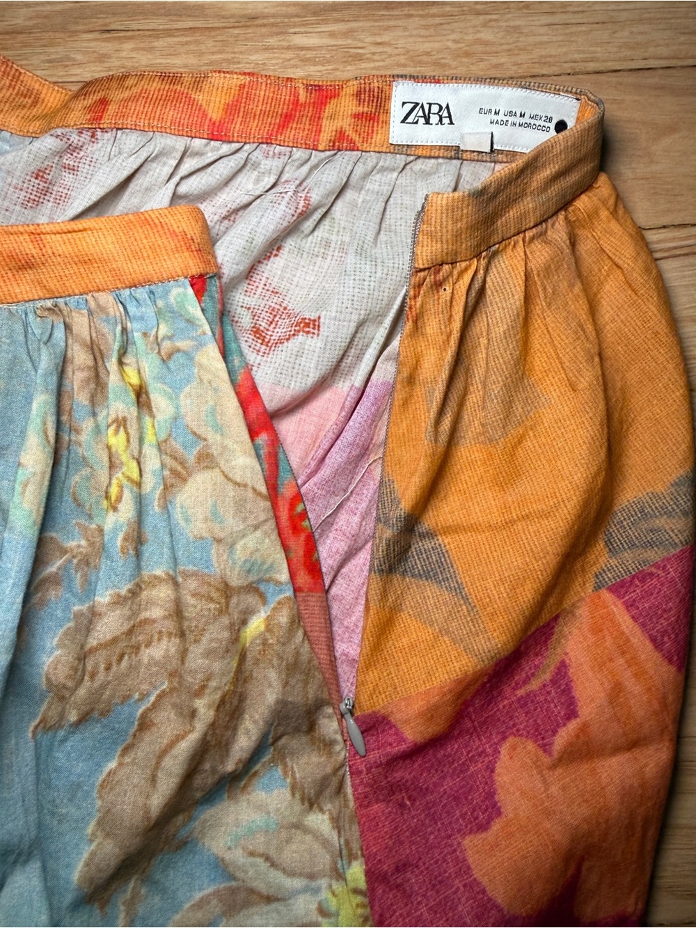 Zara Floral 100% Cotton Printed Floral Midi Skirt - Picture 3 of 7